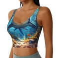 thumbnail image 2 of Hirioo Colorful Underwater Shark for Women's Sports Vest with Full-Print Design, Stretchy Fabric and Removable Pads-Medium, 2 of 8