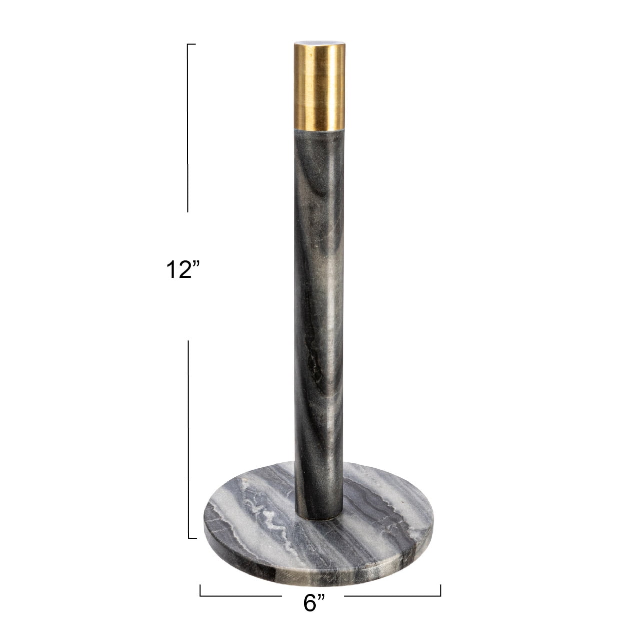 Bloomingville Modern Marble Paper Towel Holder with Brass Detail, Grey