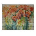 thumbnail image 3 of Designart 'Red Blossoming Poppies Over Wild Green IV' Traditional Print on Natural Pine Wood, 3 of 5