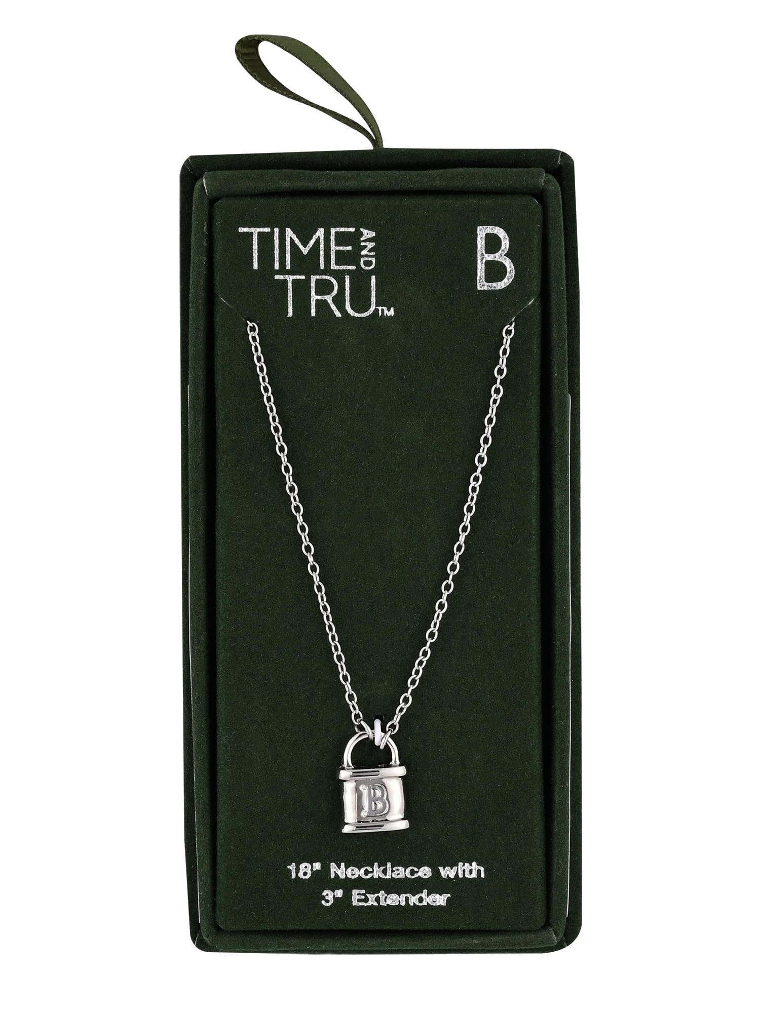 Time and Tru Silvertone Padlock Initial "B" Necklace
