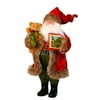 15" Rustic Faux Fur Trimmed Santa Claus Story Time Christmas Figure with Teddy Bear