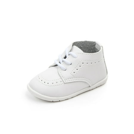 

Woobling Unisex Baby Sneakers Lace Up Flats Soft Sole Crib Shoe Outdoor Sneaker Anti-skid First Walking Shoes Prewalker Breathable White 4.5C