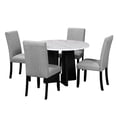 thumbnail image 5 of Harper & Bright Designs 5 Piece Round Dining Table Set for 4, Modern Marble Dining Table and 4 High Back Upholstered Chairs for Dining Room Kitchen, White + Gray, 5 of 19