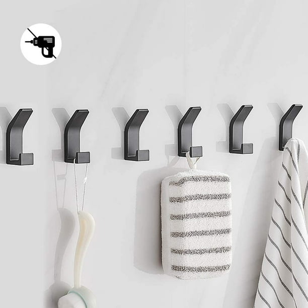 Self-adhesive hooks, Bath towel hooks, 6 pack stainless steel wall