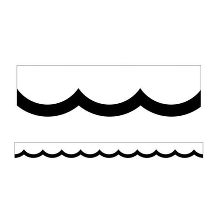 UPC: 0044222272890 | CD-108357 – Simply Stylish Black & White Wavy Line Scalloped Border  39  by Schoolgirl Style