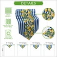 thumbnail image 5 of Blue Stripes Lemon Table Runner Linen Burlap Table Runner 70 Inches Long Spring Fruit Flowers Leaves Line Dresser Scarves for Kitchen Island Coffee Dining Party Wedding Banquet Holiday Decor 13"x70", 5 of 8