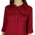 thumbnail image 4 of Bimba Women Maroon Collar Neck Kurta Kurti 3/4 Sleeve Ethnic Formal Blouse Indian, 4 of 7