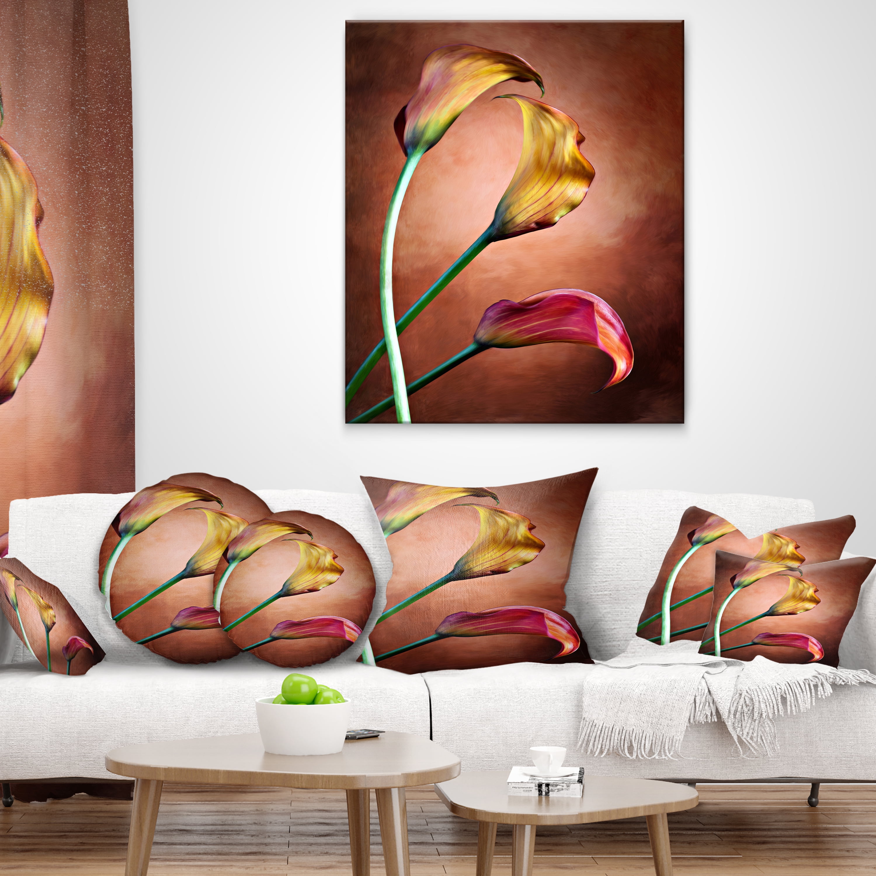 Designart Zantedeschia Aethiopica - Floral Throw Pillow - 18x18
