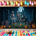 thumbnail image 2 of Skeleton Design Halloween Party Decoration Spooky Night Gothic Theme Graveyard Backdrop for Halloween Party Indoor Decoration Costume Party, 2 of 9