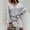 Gray, variant on Women Dresses Plus Long Sleeved Solid Sexy V-neck Leisure Fashion Dresses Fashion Dresses Gray Trendy Skirt Size S