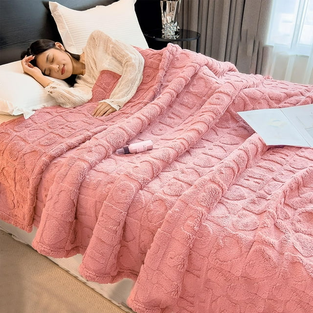 Isvgxsz Coral Fleece Blanket Plush Throw Fuzzy Super Soft Reversible Microfiber Flannel Blankets for Couch, Bed, Sofa Ultra Luxurious Warm and Cozy for All Seasons