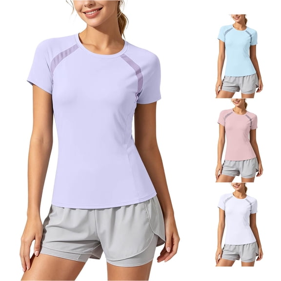 Active Tops Women Performance Short Sleeve Tee for ActiveLifestyle Breathable Everyday Workout Top Women’s Sportswear Multicolor XXL
