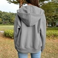 thumbnail image 5 of Fashion Women' Zip Up Hoodie Retro Hooded Jacket with Zipper Womens Hoodie Jacket with Sweatshirt Solid Color Sweatshirt Coat for Women - Grey L, 5 of 10