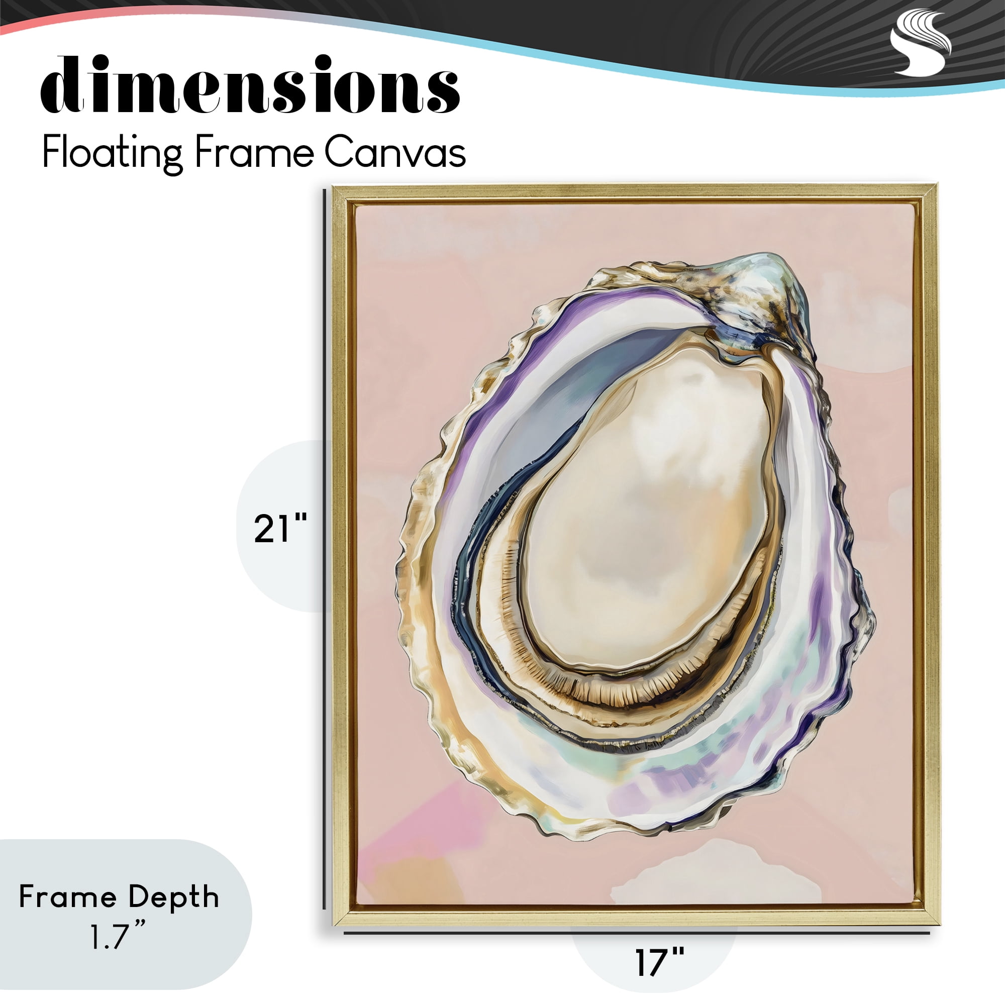 Stupell Industries Pink Oyster Shell Elegance Gold Framed Floater Canvas Wall Art, design by The Prints Vibe