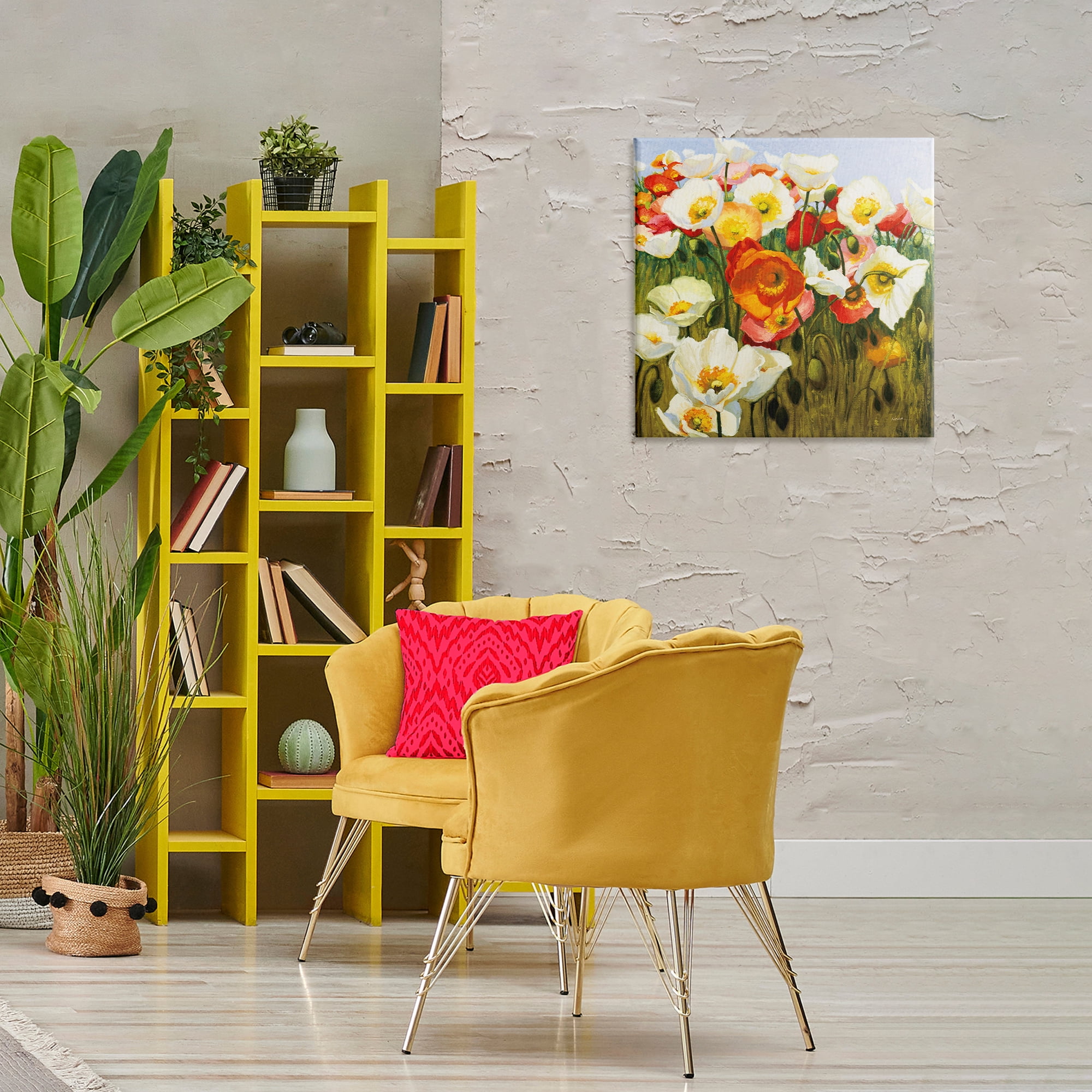Stupell Industries Lush Poppy Meadow Botanical & Floral Painting Gallery Wrapped Canvas Art Print Wall Art, 24 x 24