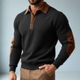 thumbnail image 7 of Guluxicc Dressy Henley Sweatshirts for Men Elbow Patch Ribbed Cuffs Hem Button Closure Collared Long Sleeve Casual Sweatshirts for Fall Winter Pullover, 7 of 7