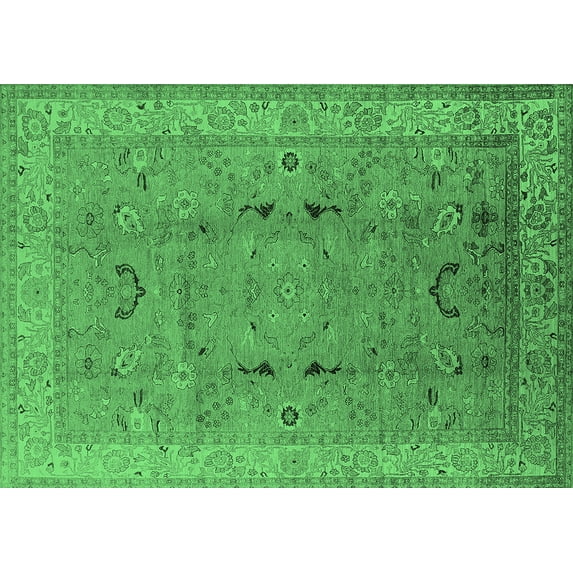 Ahgly Company Indoor Rectangle Oriental Emerald Green Traditional Area Rugs, 7' x 10'
