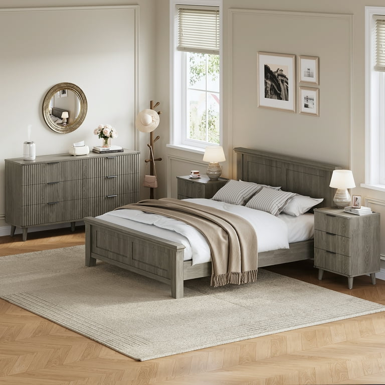 GIKPAL Bedroom Dresser and Nightstand 3 Piece Set - Includes Boho Double 6 Drawer Storage Dresser, Nightstand Set of 2 with Charging Station, Modern ... GIKPAL Bedroom Dresser and Nightstand 3 Piece Set - Includes Boho Double 6 Drawer Storage Dresser, Nightstand Set of 2 with Charging Station, Modern ...