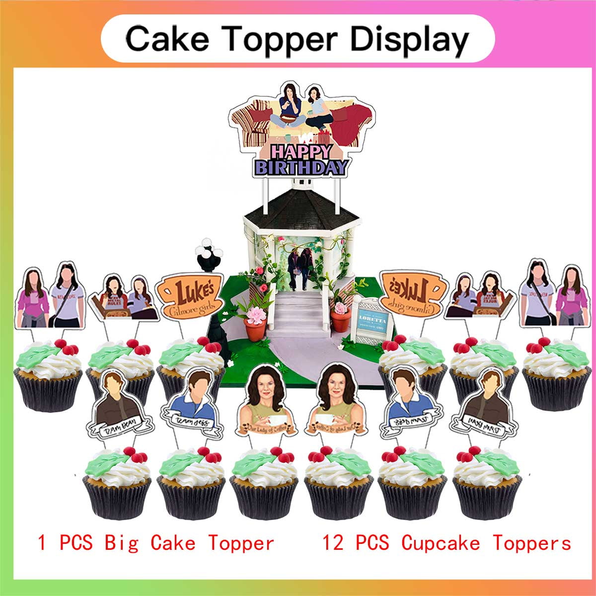 Gilmore Girls Birthday Party Decorations Kit – Banner, Cake Topper, Balloons, Cupcake Toppers