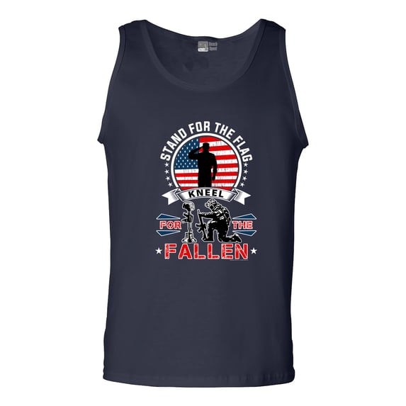 I Stand For The Flag Kneel For The Fallen USA Patriotic DT Adult Tank Top