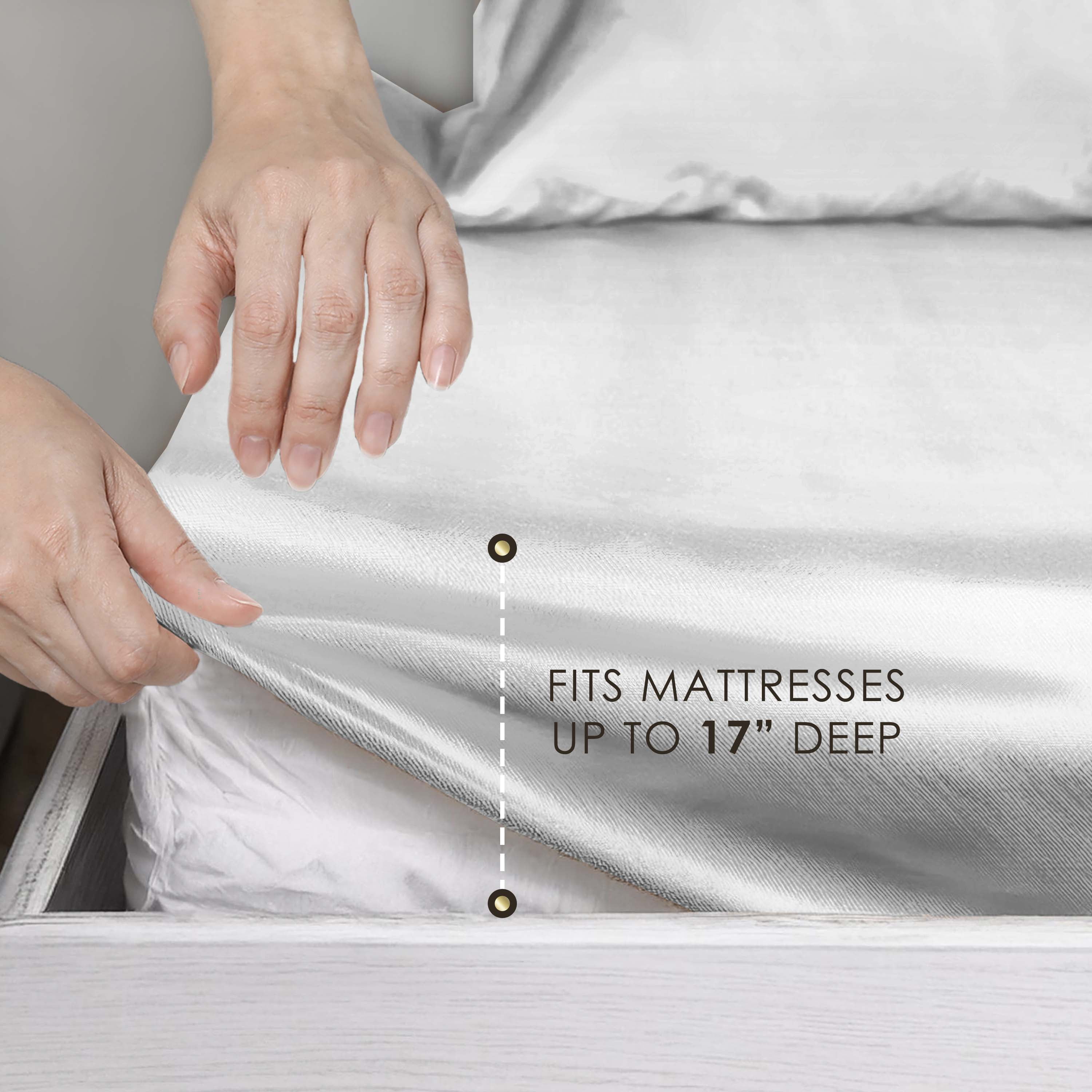 Martex Elegance 4-Piece Full Satin Sheet Set | Silky Smooth | Great for Hair & Skin | White