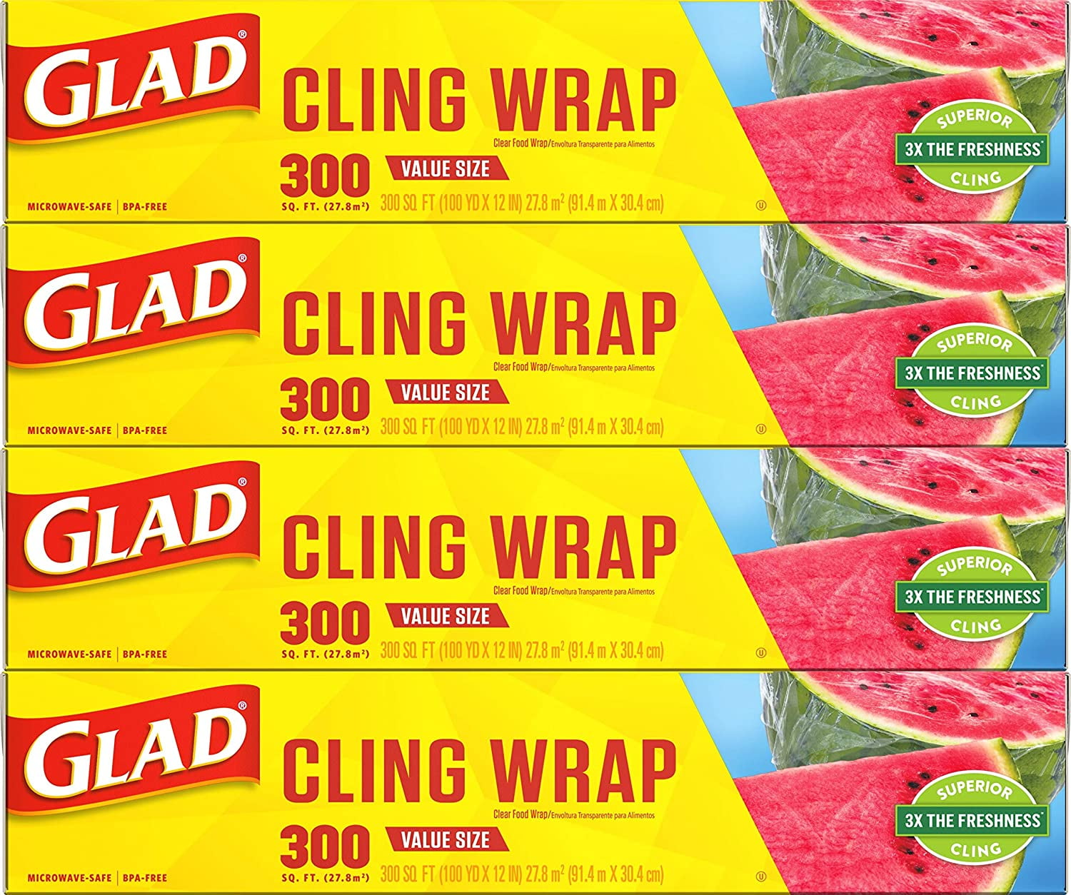 Glad® ClingWrap Plastic Food Wrap 300 Square Foot Roll 4 Pack