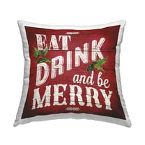 Stupell Industries Vintage Be Merry Decorative Printed Throw Pillow, 18 x 18