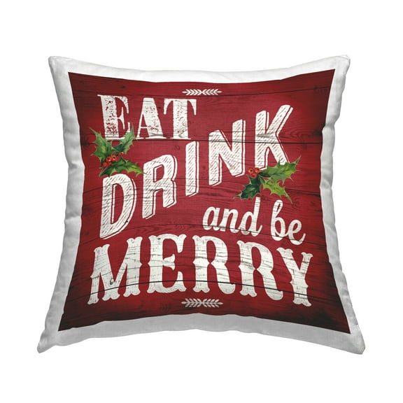 Stupell Industries Vintage Be Merry Decorative Printed Throw Pillow, 18 x 18