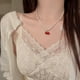 thumbnail image 2 of Collar de cerezas y perlas suaves de verano para mujer, cadena de clavícula elegante y ligera de lujo con nicho, 2 of 6