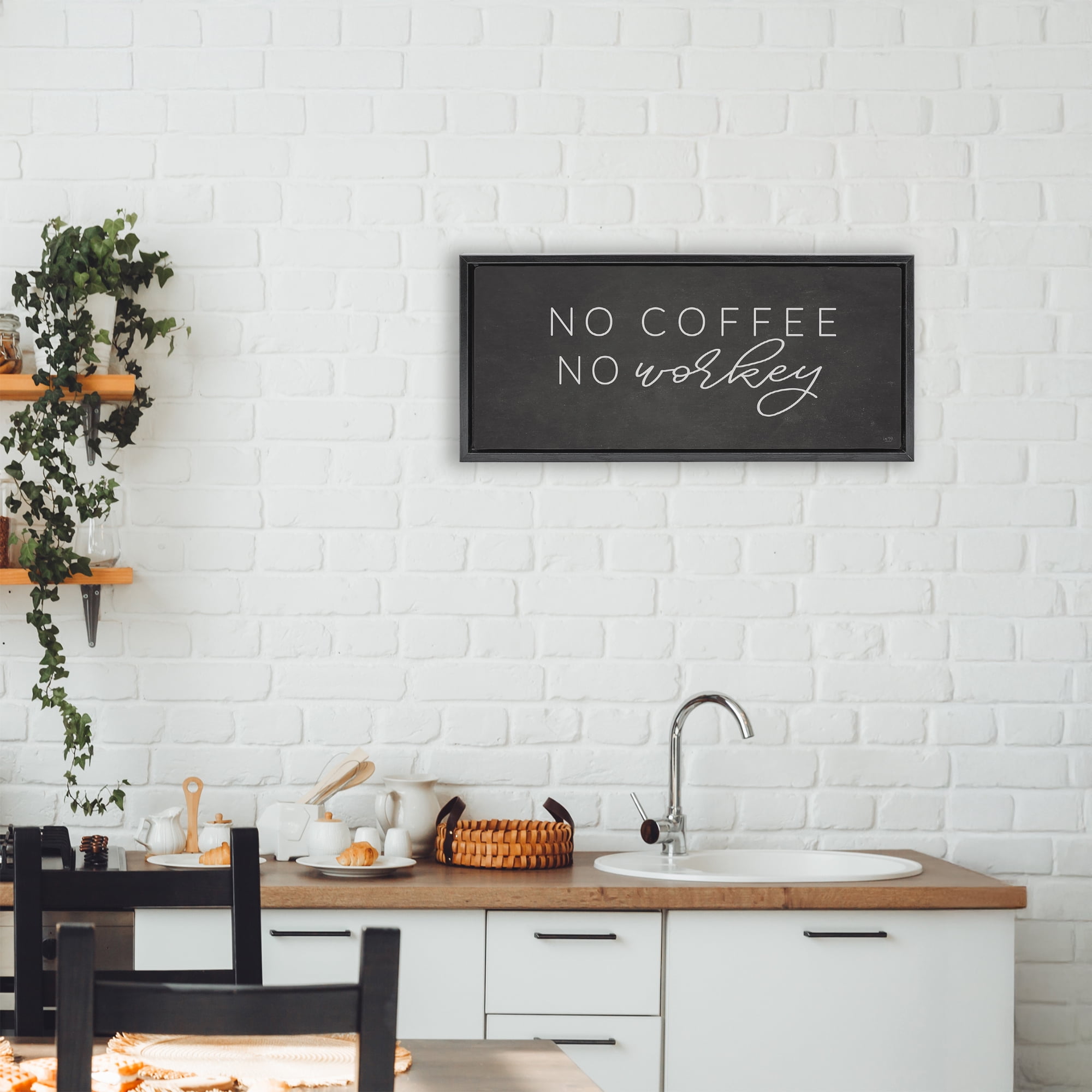 Stupell Industries Sassy No Coffee Quote Black Framed Floater Canvas Wall Art, design by Lux + Me Designs