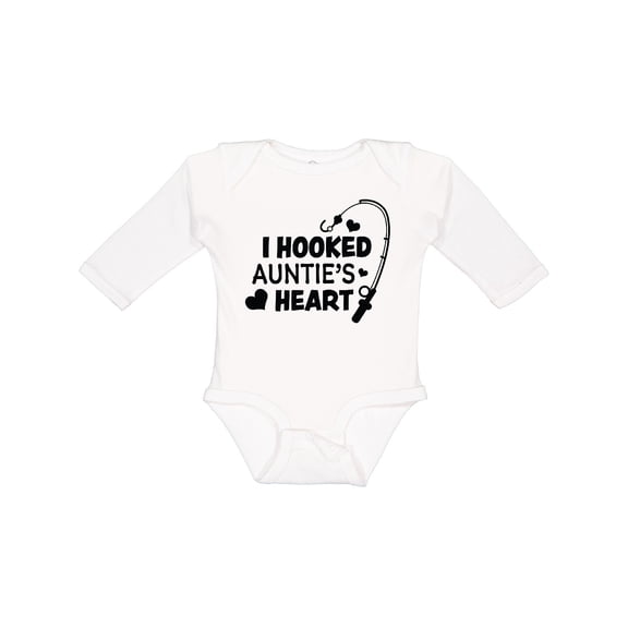 Inktastic I Hooked Auntie's Heart with Fishing Rod Boys or Girls Long Sleeve Baby Bodysuit