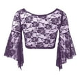 thumbnail image 5 of IUJSOY Wrap Bell Long Sleeve for Women Floral Lace Tie Front Crop Cardigan Belly Dance, 5 of 7