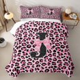 thumbnail image 2 of Manfei Pink Leopard Print Bow Letter J Quilt King for Girls, Cute Initial Bows King Coverlet Set, 2 of 7