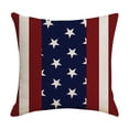 thumbnail image 2 of 4th of July Pillow Covers 14x14 Inch - Patriotic Red White Blue Star Stripe Throw Pillow Case, Independence Day Decorative Cushion Cover for Sofa Couch, Soft Peach Velvet, 2 of 5