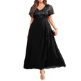 thumbnail image 2 of Vestidos formales de talla grande de Pinup Fashion, vestidos negros para bodas, invitados, noches, lentejuelas, elegante, gala, baile de graduación, vestido largo con mangas para mujer 2025, 2 of 8