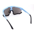 thumbnail image 3 of Large Coverage Mirror Lens Shield Curved Wrap Sport Sunglasses Blue Black - Blue Mirror, 3 of 4