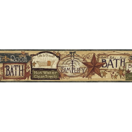Brewster Home Fashions Borders by Chesapeake Latrine Good Life Signs 15' x 6'' 3D Embossed Border (Best Way To Remove Wallpaper Paste)