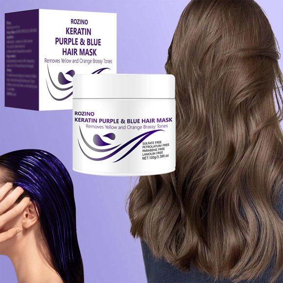 Riforla Keratin Purple Blue Hair Hair for Damaged Hair Purple Keratin Hair Locks Color & Neutralizes Brass & Yellow Tones for Blonde Silver Gray Highlighted Hair Hair Care Purple