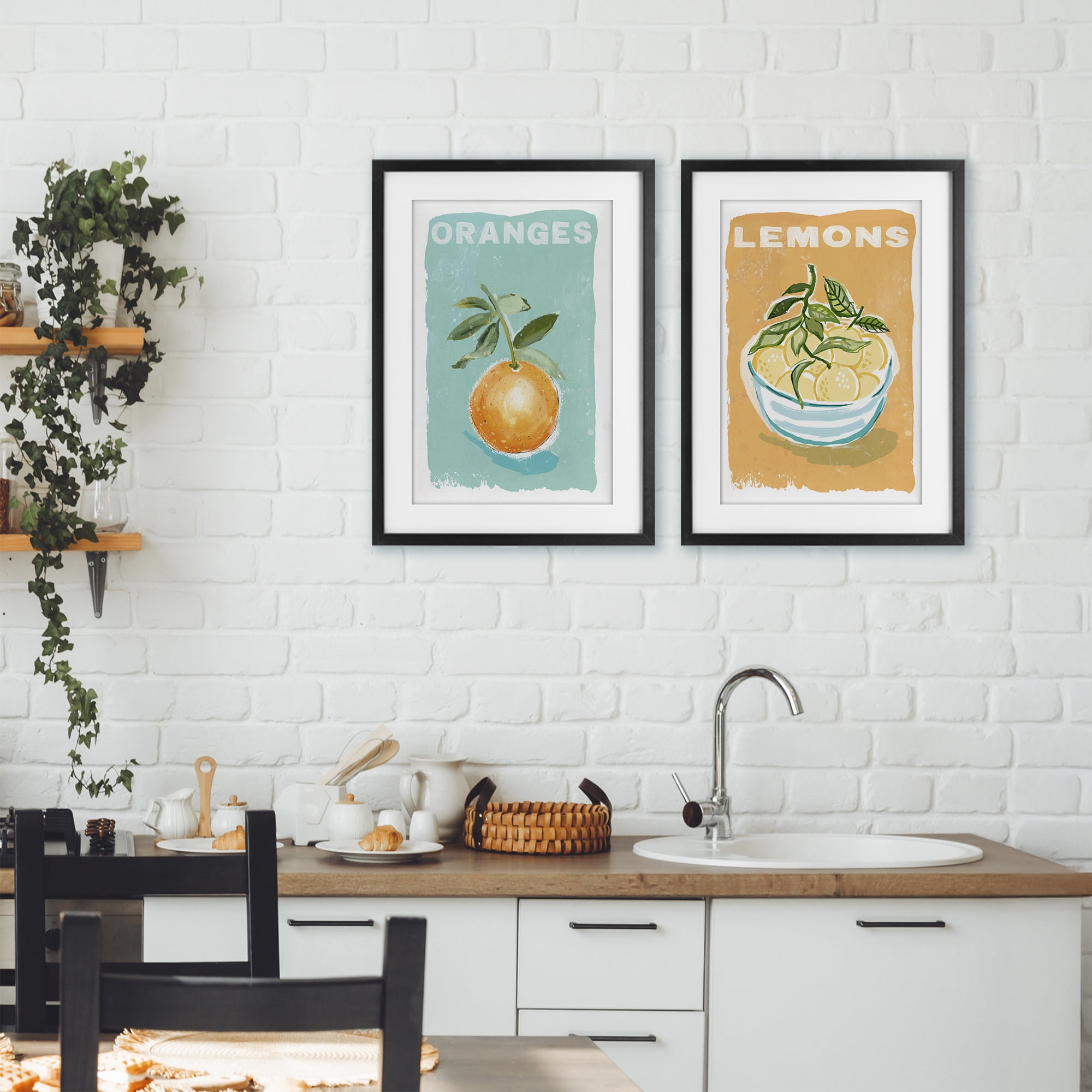 Stupell Industries Citrus Twist Motif 2 Piece Black Framed Print Under Glass Set, design by Chad Barrett