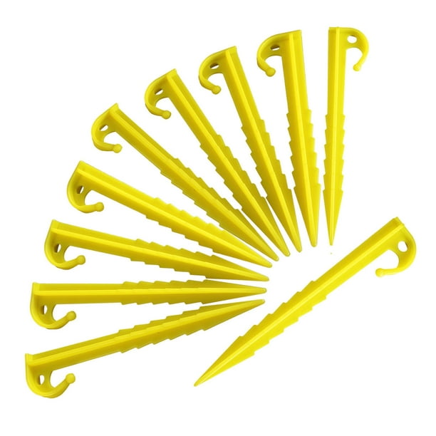 12 Pc Heavy Duty Plastic Tent Nails Pegs Garden Stakes Anchor Picnic Camp  Tarp