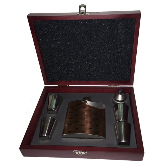 KuzmarK 6 oz. Stainless Steel Flask Set in Rose Wood Presentation Box -  Ice Cream Sandwich_1