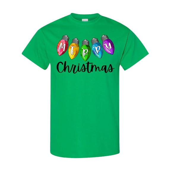 Inktastic Merry Christmas Rainbow Holiday Lights T-Shirt
