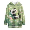 thumbnail image 4 of Psesaysky Cartoon Panda Print Pullover Hoodies for Teen Girls Trendy Fall Fashion Long Sleeve Hoodie Dress Tops Hooded Sweatshirts for 7-8 Years, 4 of 7