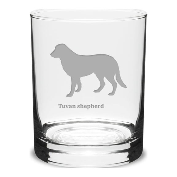 Tuvan Shepherd Deep Etched 14 oz Classic Double Old Fashion Glass