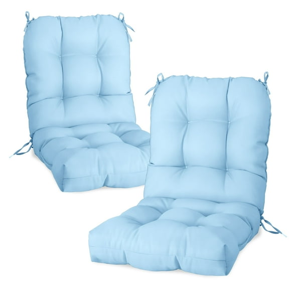 COOS BAY 42'' x 21'' Patio Chair Seat/Back Cushion Set of 2, Tufted Outdoor High Back Cushions Replacement Patio Seating Cushions Set, Light Blue
