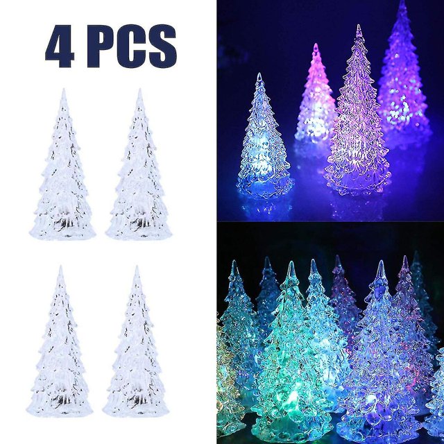 Árbol de Navidad con luz Led, acrílico, decoración de mesa festiva colorida, (hy)