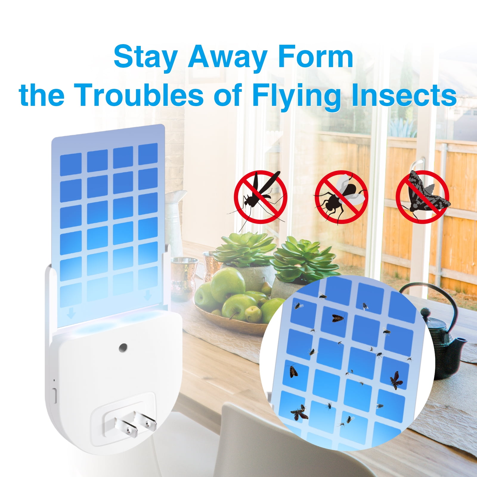 LZNewshow - Fly Trap Indoor, Fruit Fly Trap for Indoors, Plug-in Flying Insect Traps Catcher with UVA Attract Night Light Mode, for House Flies Bugs Mosquito Pest, White