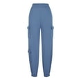 thumbnail image 1 of Pantalones cargo informales de color liso para mujer: cintura elástica, diseño con múltiples bolsillos, estilo jogger cónico para ropa de ocio y deportiva, 1 of 7