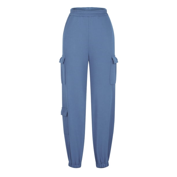 Pantalones cargo informales de color liso para mujer: cintura elástica, diseño con múltiples bolsillos, estilo jogger cónico para ropa de ocio y deportiva