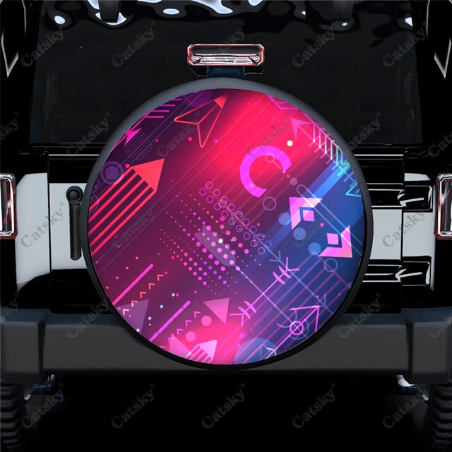 Motif Futuriste Housse de Roue de Rechange Universelle en Polyester pour Remorque RV SUV Camion Campeur